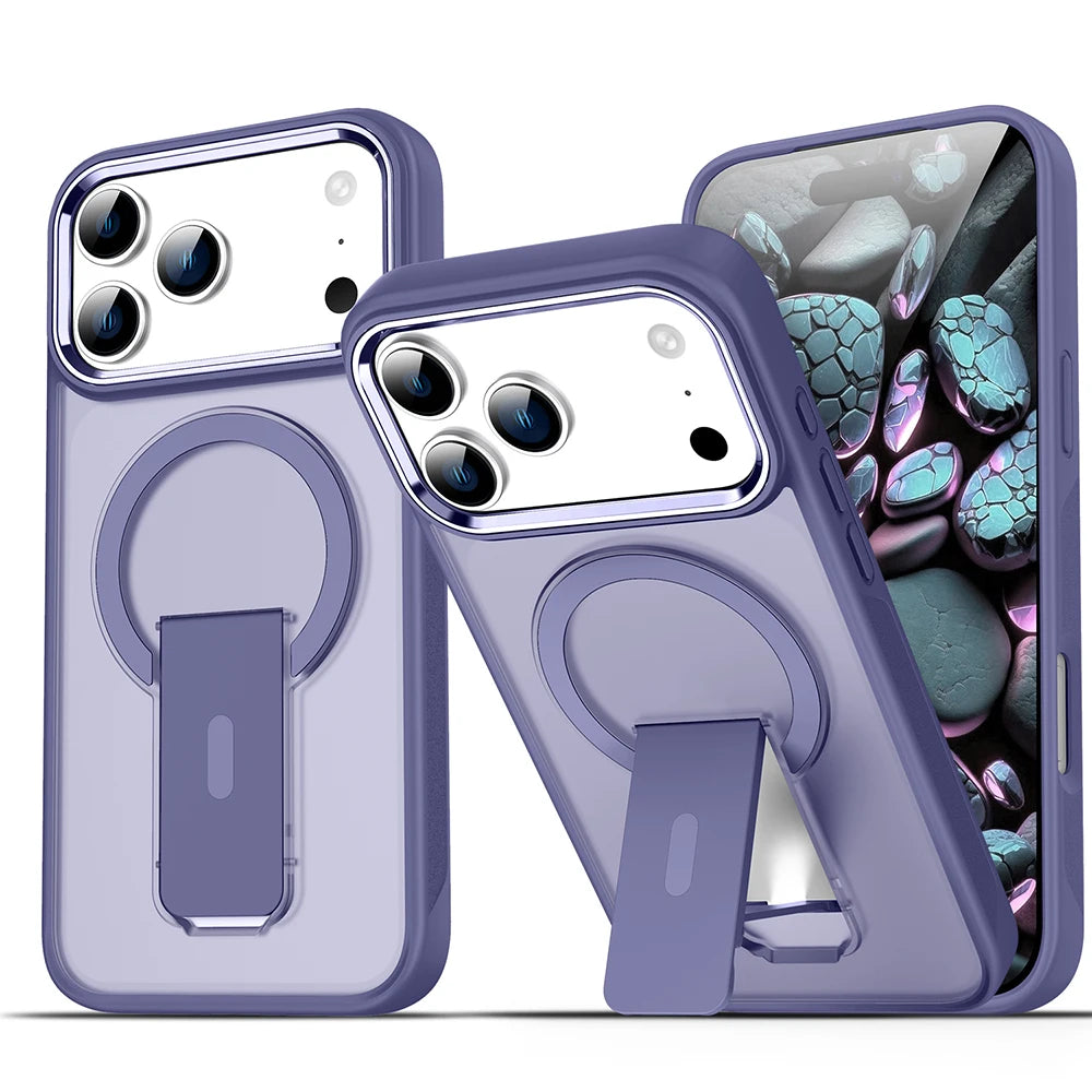 PureGuardCases Luxury MagSafe Stand iPhone Case – Matte Shockproof Cover