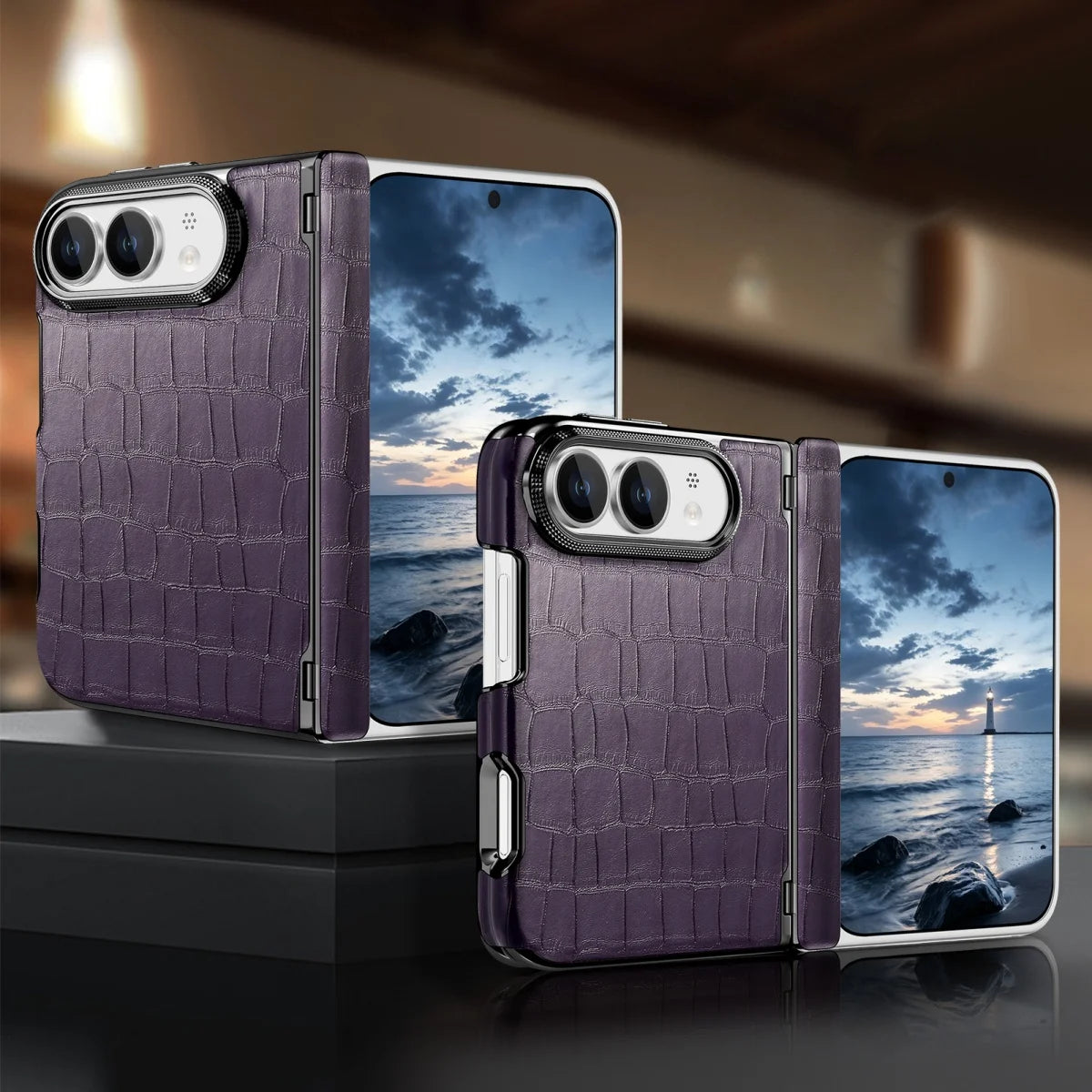Crocodile-Texture Hinge Case for iPhone Duo, Shockproof - Product View 8