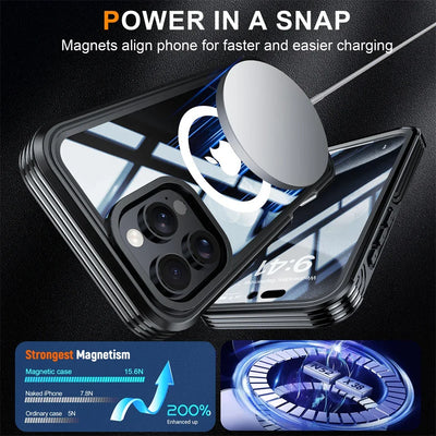 PureGuardCases Full Body Magnetic iPhone Case – MagSafe Tempered Glass Shockproof Cover