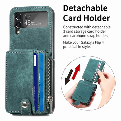 Detachable Zipper Wallet Case for Samsung Galaxy Z Flip 3-8 - image 3