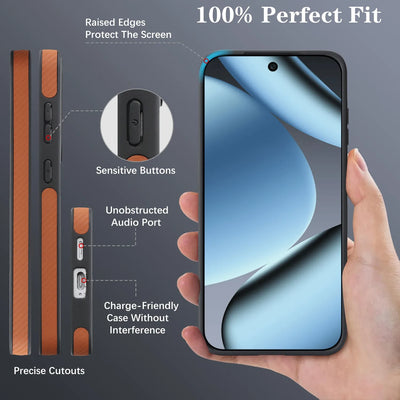 PureGuardCases Carbon Fiber Magnetic Leather Case for Google Pixel
