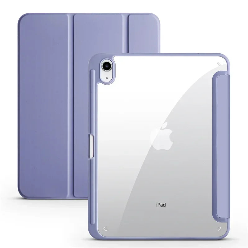PureGuardCases Clear Back Trifold Case with Pencil Holder for iPad