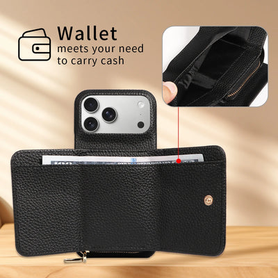 PureGuardCases Crossbody PU Leather Wallet iPhone Case – Card Holder Stand Protective Cover