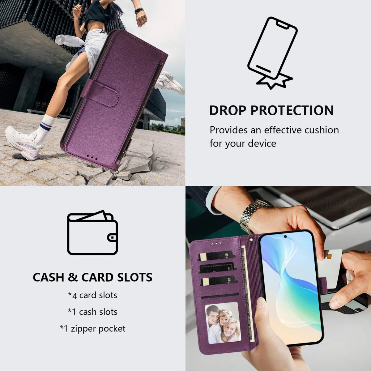 Zipper Wallet Case with Wrist Strap for Samsung Galaxy A Series - image 6