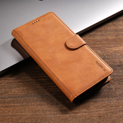 Brown classic magnetic leather flip wallet case for Samsung Galaxy A72, A53, A52, A34, A33, A32, A14 and A13