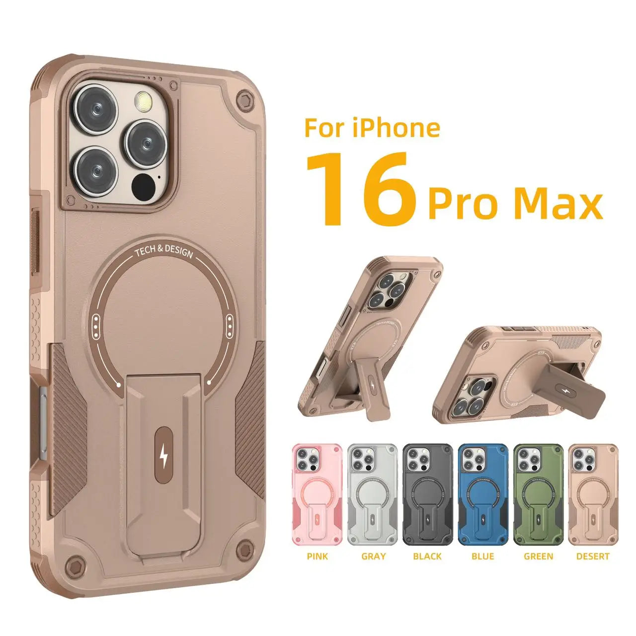 PureGuardCases Invisible Bracket Armor iPhone Case – MagSafe Magnetic Stand Cover