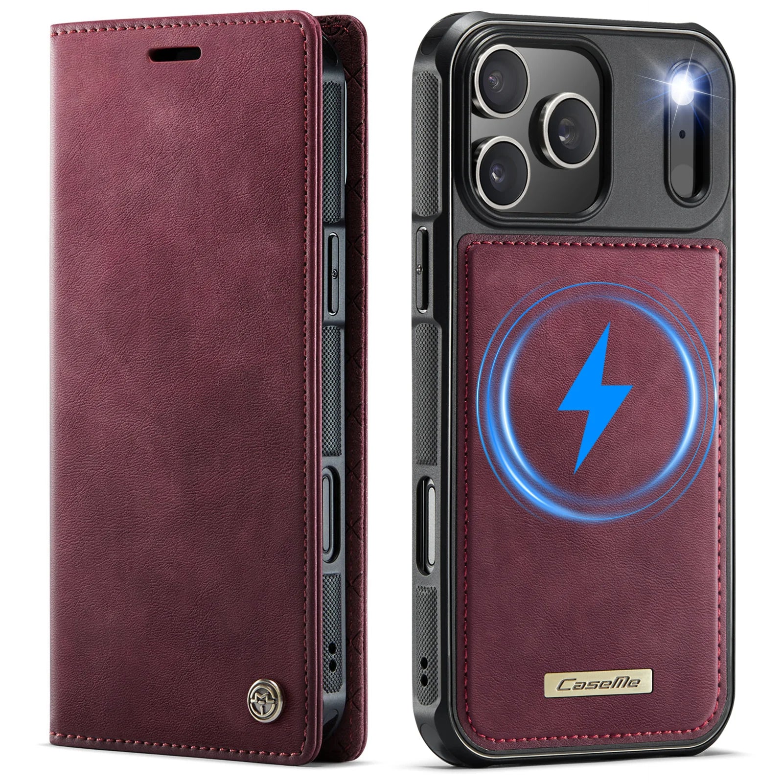 PureGuardCases Detachable Wallet Leather iPhone Case – MagSafe Magnetic Flip Cover