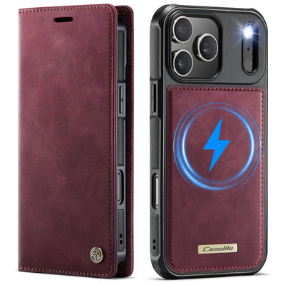 PureGuardCases Detachable Wallet Leather iPhone Case – MagSafe Magnetic Flip Cover