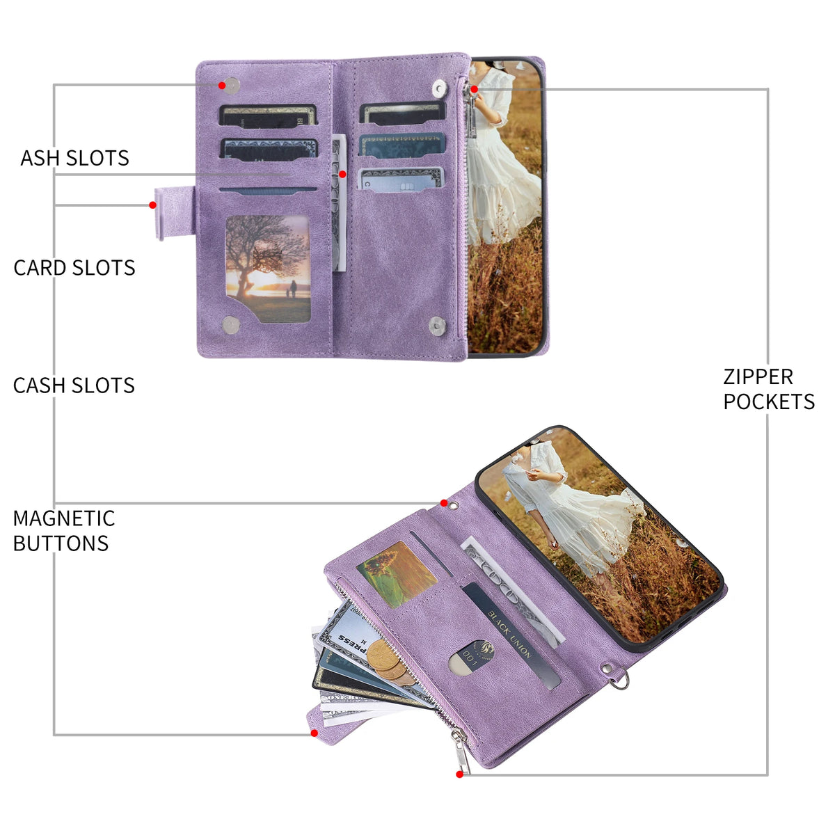 Rhombic Wallet Case Galaxy S & A, card slots