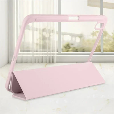 PureGuardCases Clear Back Trifold Case with Pencil Holder for iPad