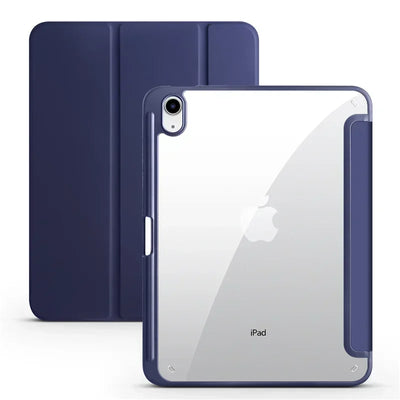 PureGuardCases Clear Back Trifold Case with Pencil Holder for iPad