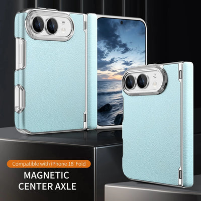 Lychee Leather Hinge Case for iPhone Duo, Magnetic Axle - Product View 3