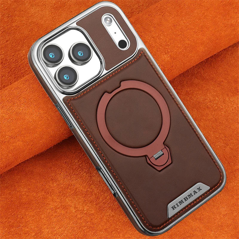 PureGuardCases Rotating Leather Stand iPhone Case – MagSafe Shockproof Cover