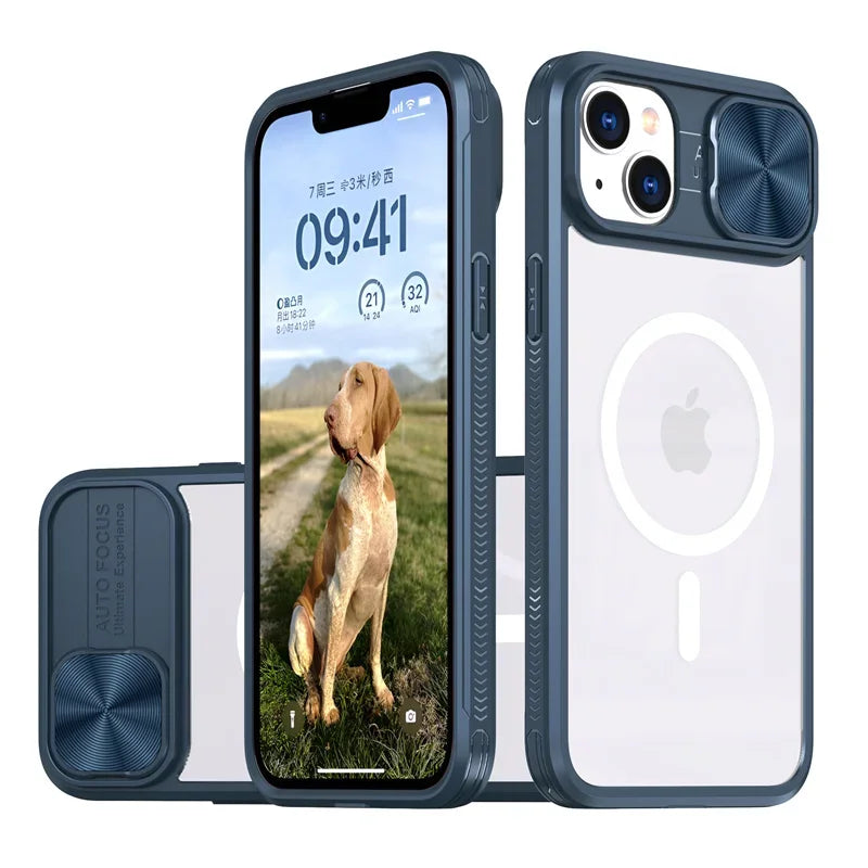 PureGuardCases Slide Camera Lens Acrylic iPhone Case – MagSafe Magnetic Cover