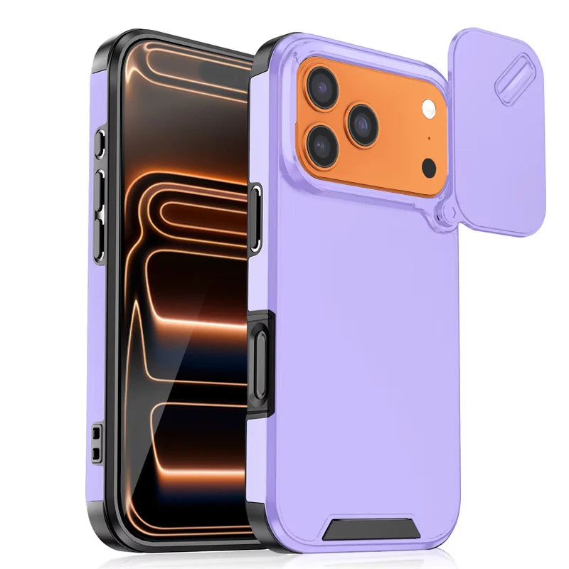 Slide Camera Rugged Case iPhone 11-18, Purple