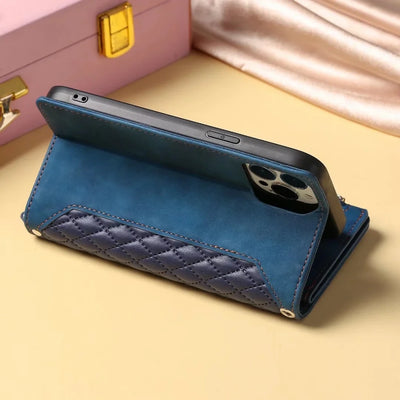 Rhombic Wallet Case Galaxy S & A, landscape stand view