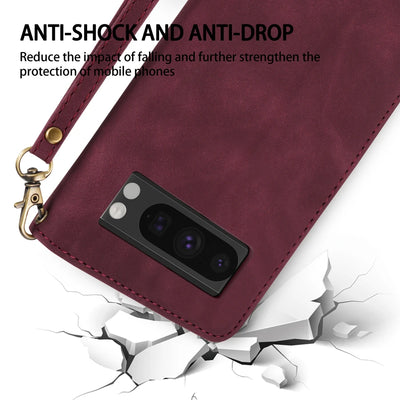 PureGuardCases Zipper Leather Wallet Case for Google Pixel
