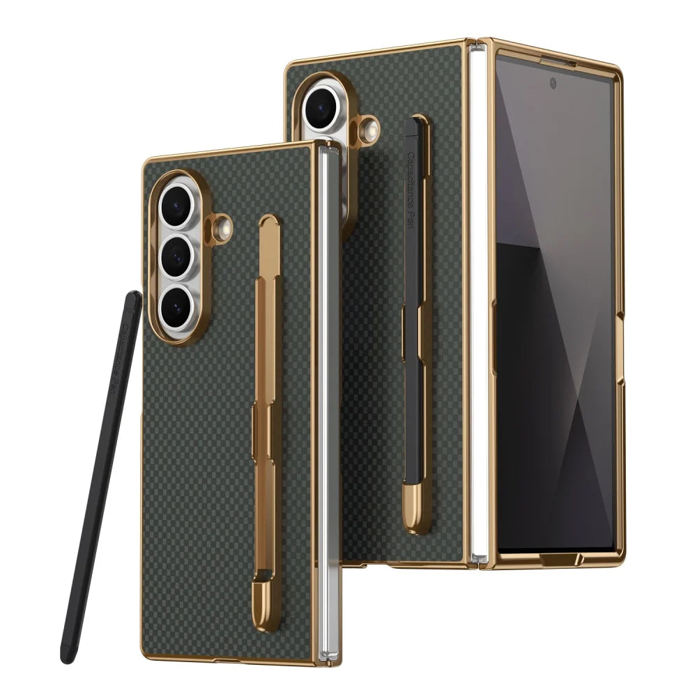 PureGuardCases Carbon Fiber Armor Case with S Pen Holder for Samsung Galaxy Z Fold