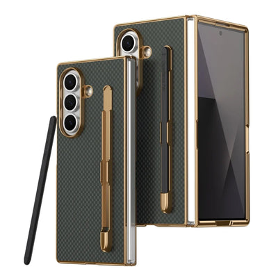 PureGuardCases Carbon Fiber Armor Case with S Pen Holder for Samsung Galaxy Z Fold