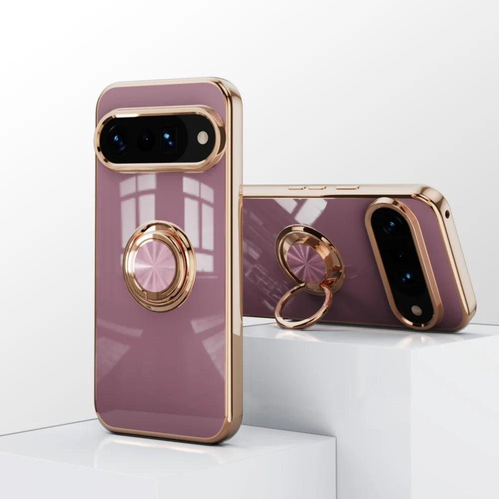 PureGuardCases Plated Ring Holder Case for Google Pixel