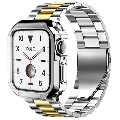 PureGuardCases Stainless Steel Band with TPU Case for Apple Watch