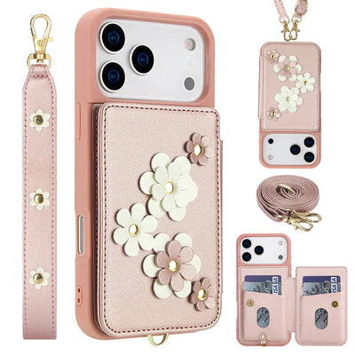 PureGuardCases Floral Crossbody Wallet iPhone Case – Magnetic Kickstand Card Holder Cover