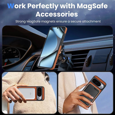 PureGuardCases Carbon Fiber Magnetic Leather Case for Google Pixel