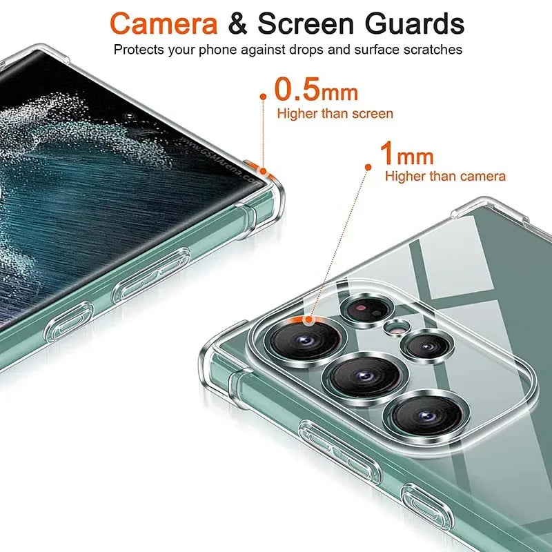 PureGuardCases Clear Shockproof Silicone Case for Samsung Galaxy