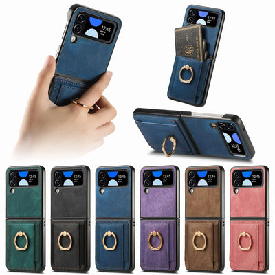Ring Stand Card Wallet Case for Samsung Galaxy Z Flip 4-8 - image 2