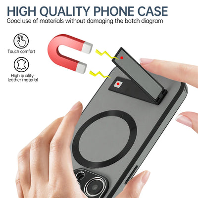 PureGuardCases Luxury Leather Stand iPhone Case – MagSafe Shockproof Cover
