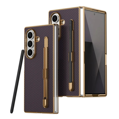 PureGuardCases Carbon Fiber Armor Case with S Pen Holder for Samsung Galaxy Z Fold