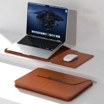PureGuardCases Leather Laptop Sleeve with Stand for MacBook & Laptops