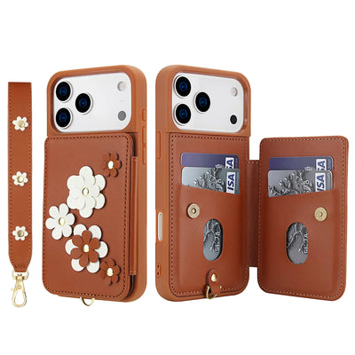 PureGuardCases Floral Crossbody Wallet iPhone Case – Magnetic Kickstand Card Holder Cover