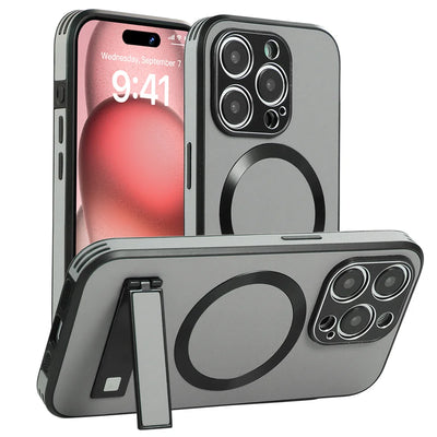PureGuardCases Luxury Leather Stand iPhone Case – MagSafe Shockproof Cover