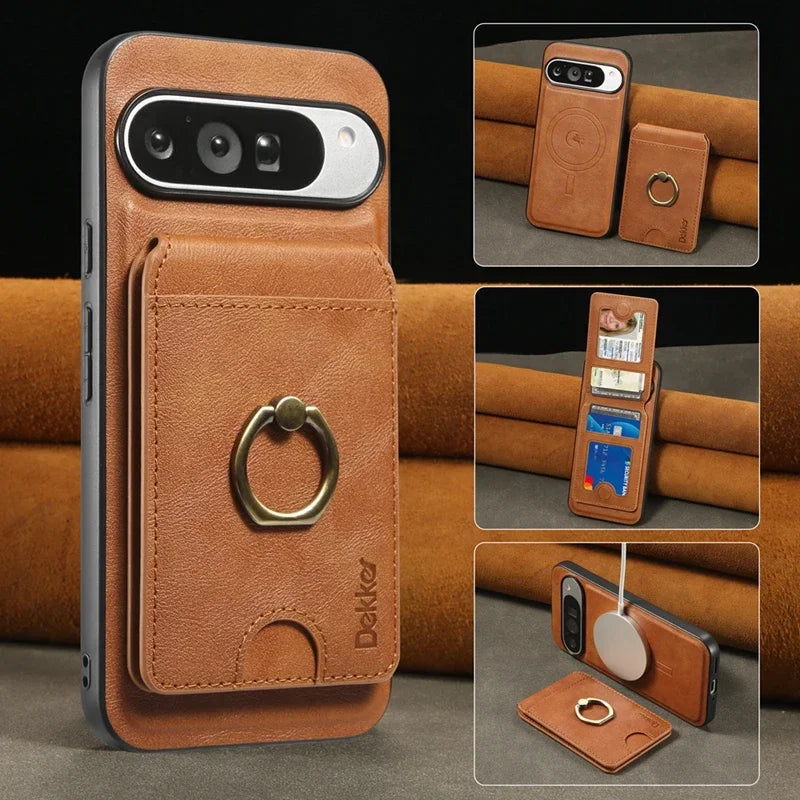 PureGuardCases 2-in-1 Detachable Leather Wallet Case for Google Pixel