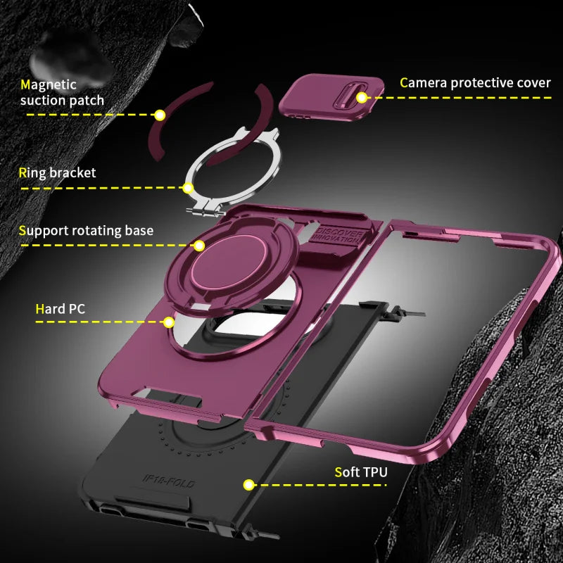 Rugged Armor Case with Sliding Camera Cover & Magnetic Ring Stand for iPhone Duo - image 5