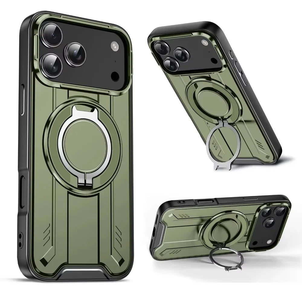 PureGuardCases 360° Rotate Stand iPhone Case – MagSafe Shockproof Armor Cover