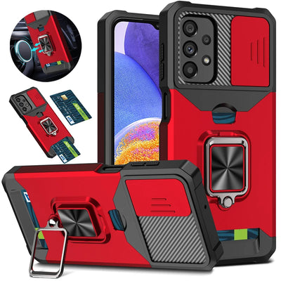PureGuardCases Armor Ring Case with Card Holder for Samsung Galaxy