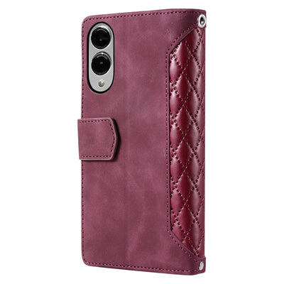 Rhombic Wallet Case Galaxy S & A, Wine Red