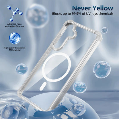 PureGuardCases Clear Magnetic Armor Case for Samsung Galaxy