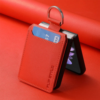 Magnetic Ring Holder Leather Card Slot Wallet Case for Samsung Galaxy Z Flip 7, 7 FE, 6, 5, 4 & 3 - image 4