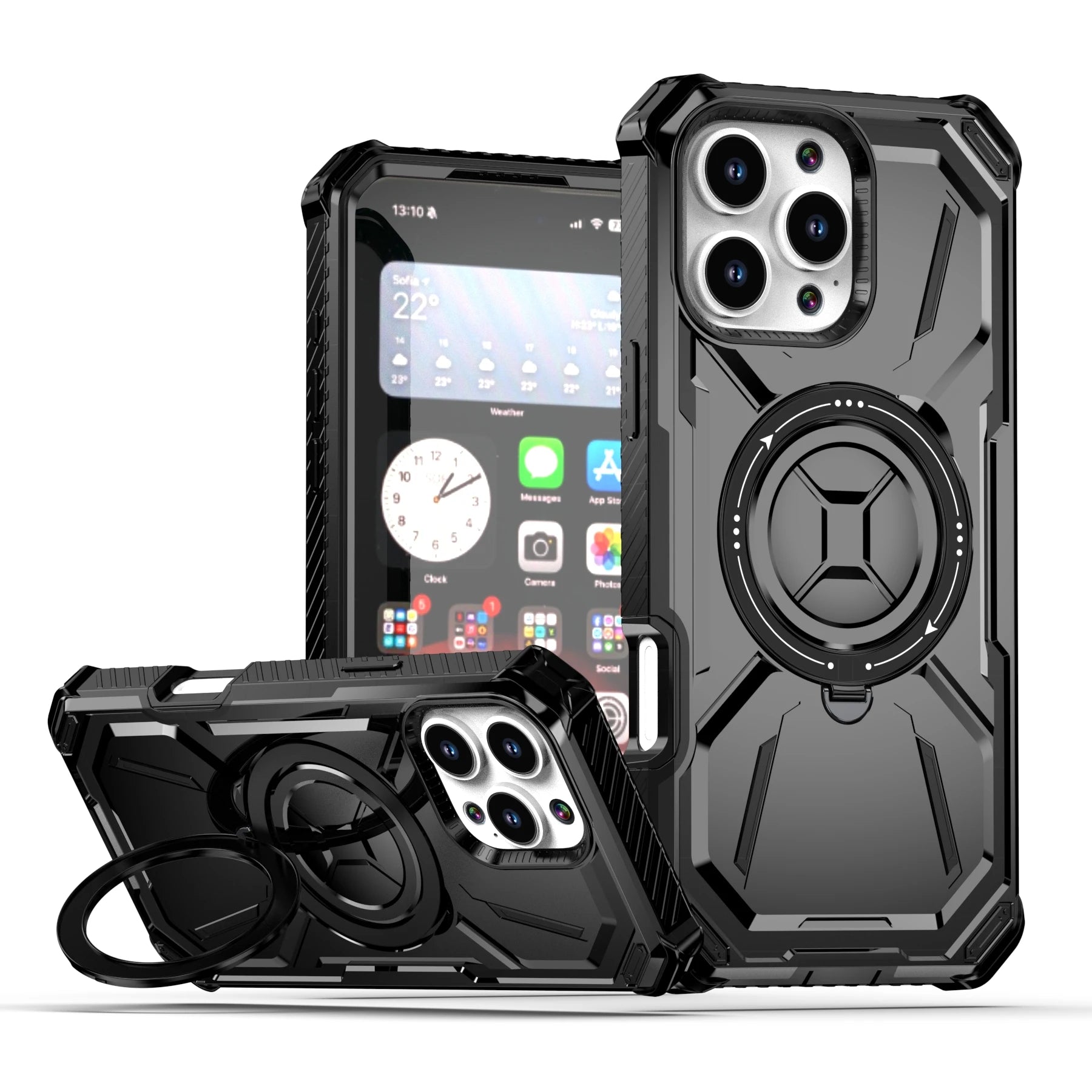 PureGuardCases Heavy Duty Kickstand iPhone Case – MagSafe Shockproof Armor Cover