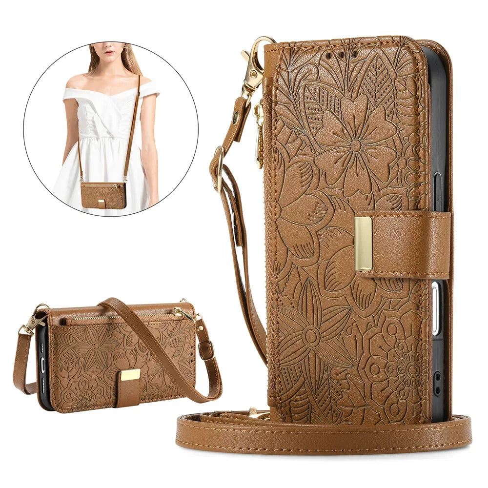 Zipper Crossbody Case iPhone 18 Pro/Max, Brown