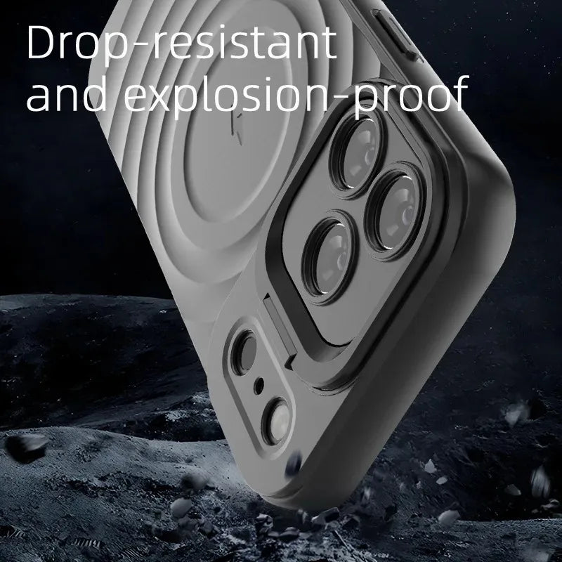PureGuardCases Ripple Matte Armor iPhone Case – MagSafe Camera Stand Protective Cover