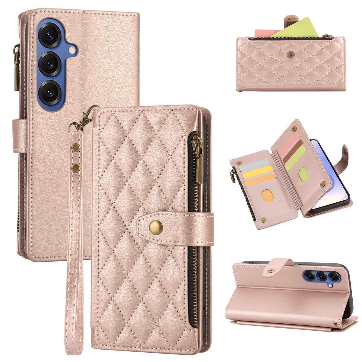 PureGuardCases Faux Leather Flip Wallet Case for Samsung Galaxy S9-S10, S20-S26 - Multi-Card & Coin Holder