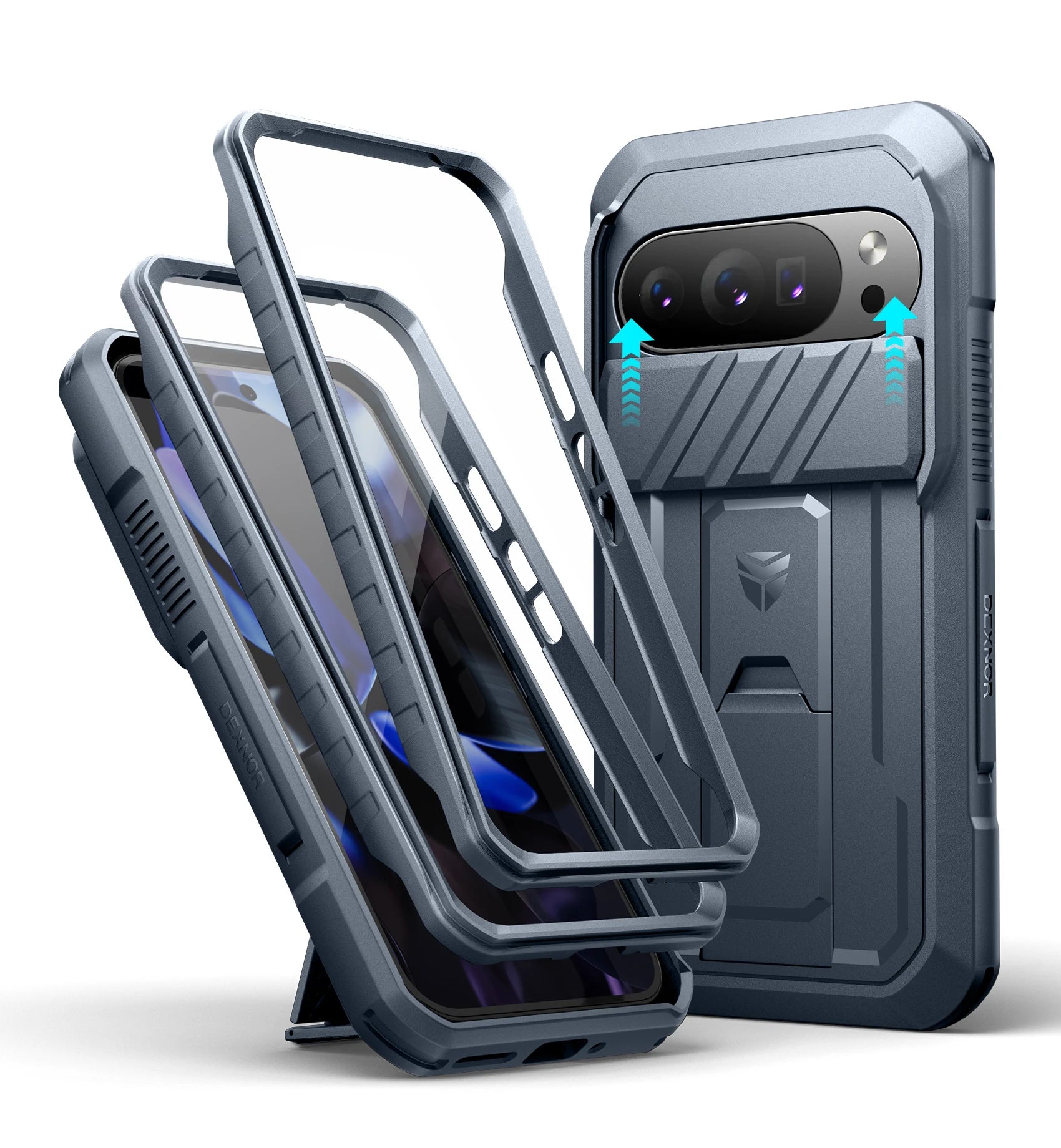 PureGuardCases Rugged Armor Case with Camera Cover for Google Pixel