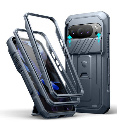 PureGuardCases Rugged Armor Case with Camera Cover for Google Pixel