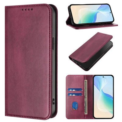 Magnetic Flip Case iPhone 11-18, Wine Red