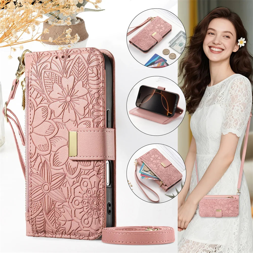 Zipper Crossbody Case iPhone 18 Pro/Max, front & back