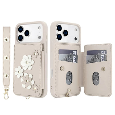 PureGuardCases Floral Crossbody Wallet iPhone Case – Magnetic Kickstand Card Holder Cover